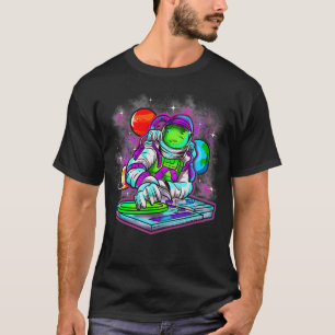 T-shirt L'Astronaut DJ Et Planètes Drôle Espace Et Techno