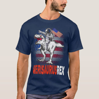 T-shirt L'astronaute à cheval sur un Dinosaure drapeau amé