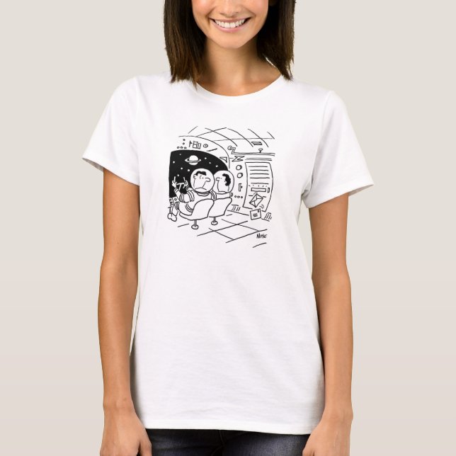T-shirt L'astronaute a surpris d'avoir du courrier. Navire (Devant)