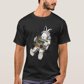 T-shirt L'astronaute Bunny Musique cassette Vintage heureu