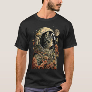 T-shirt L'astronaute Chat Floral Vintage Astronaut Costume