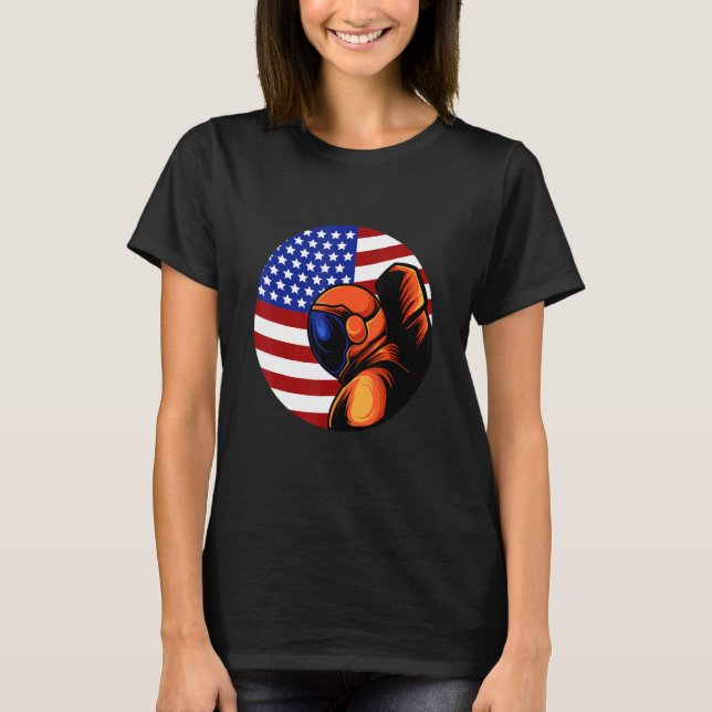 T-shirt L'astronaute Cosmonaut USA US American Flag Space  (Devant)