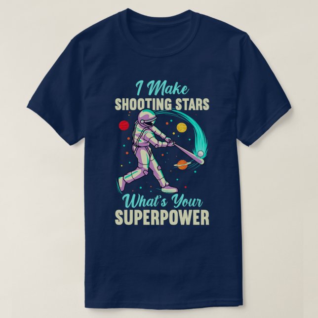 T-shirt L'astronaute de baseball Tirant sur un batteur de  (Design devant)