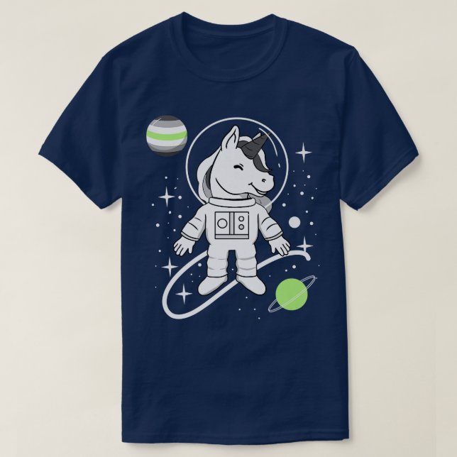 T-shirt L'astronaute de l'Unicorne Agender Pride (Design devant)