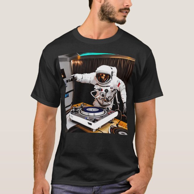 T-shirt L'Astronaute Dj Sur Les Tourne-disques (Devant)