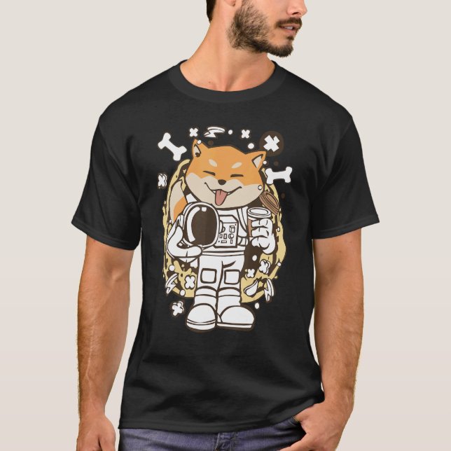 T-shirt L'Astronaute Doge Shiba Inu À L'Espace Extérieur D (Devant)