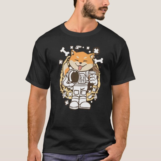T-shirt L'Astronaute Doge Shiba Inu À L'Espace Extérieur D (Devant)