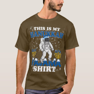 T-shirt L'astronaute Hanoukka Pajama Chanukah Menorah Funn