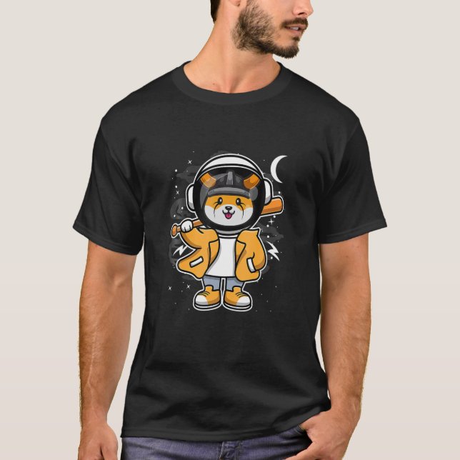 T-shirt L'Astronaute Hiphop Floki Inu Coin À La Cristal Lu (Devant)