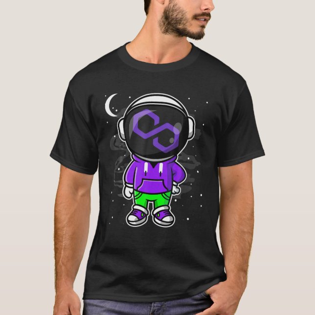 T-shirt L'Astronaute Hiphop Polygon Matic Coin À La Lune C (Devant)