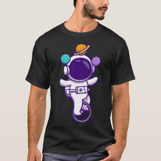 T-shirt L'Astronaute Mignonne Fait Du Vélo Unicycle