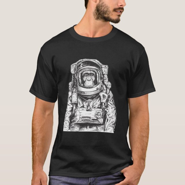 T-shirt L'astronaute Monkey Chimpanzé Cosmonaute Astronomi (Devant)