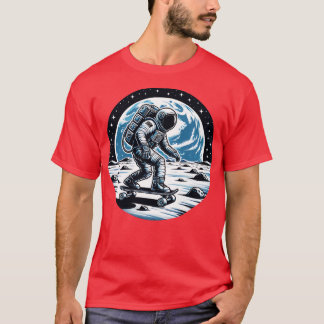 T-shirt L'astronaute Skateboard sur la lune conception cad
