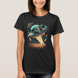 T-shirt L'astronaute spatial Chat Volant Sur Aliens Galaxy
