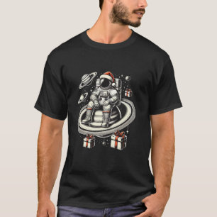 T-shirt L'astronaute spatial Saturne Santa Chapeau Noël No