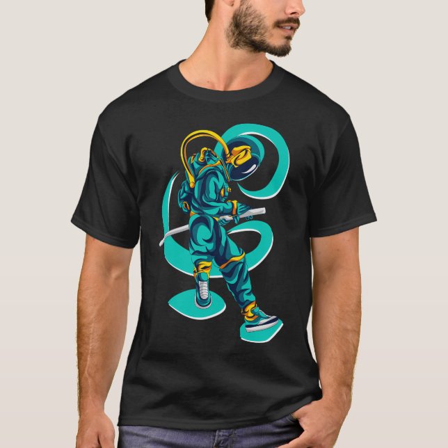 T-shirt L'astronaute Sword combat l'espace Samurai Astrona (Devant)
