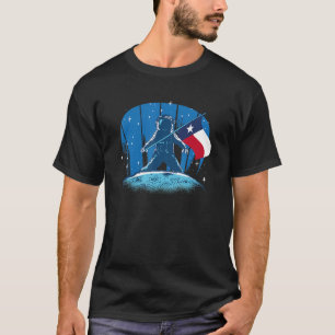 T-shirt L'astronaute Texan Drapeau Lune Atterrissage Patri