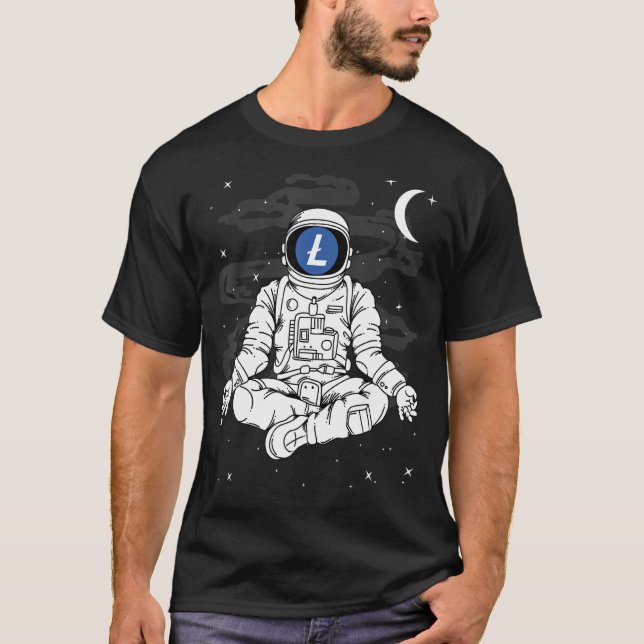 T-shirt L'Astronaute Yoga Litecoin Ltc Pièce À La Crypte L (Devant)