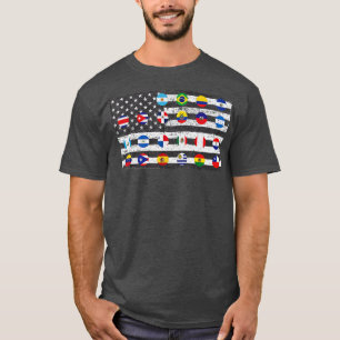 T-shirt Latino Countries Hispanic Heritage Month Flags Dis
