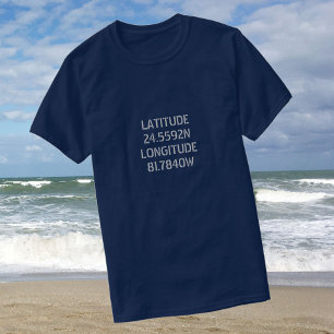 T-shirt Latitude et Longitude lumière sur la nuit