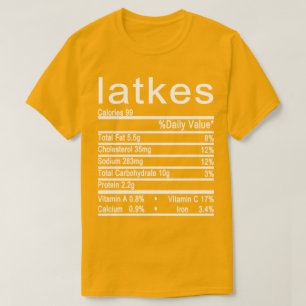 T-shirt latkes étiquette de la valeur nutritive