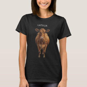 T-shirt LATVIJA Vache marron Lettonie
