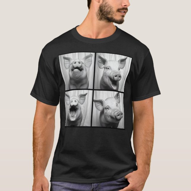 T-shirt Laughing Pig Lover Retro Portrait Hog Farmer Funny (Devant)