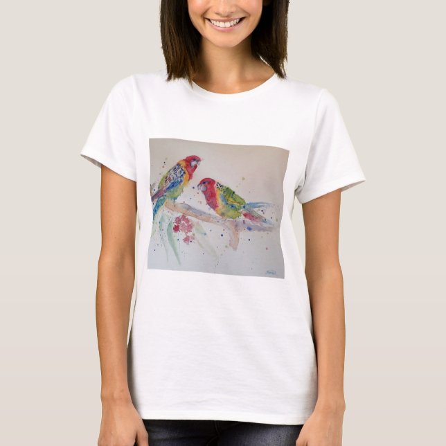 T-shirt L'australienne Rosella Parrots Watercolor art T Sh (Devant)