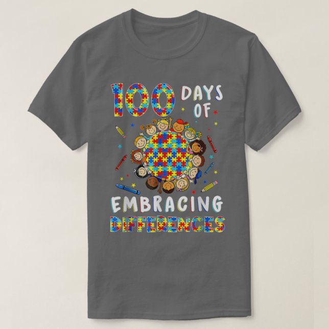 T-shirt L'Autisme Connaît Des Différences 100 Jours D'Écol (Design devant)