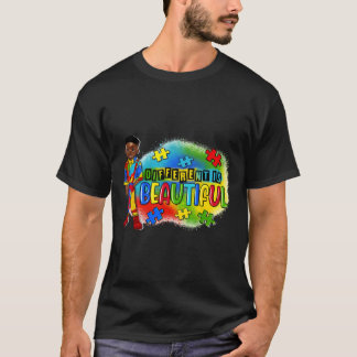 T-shirt L'Autisme Enfant Noir Différent Est Beau Autisme A