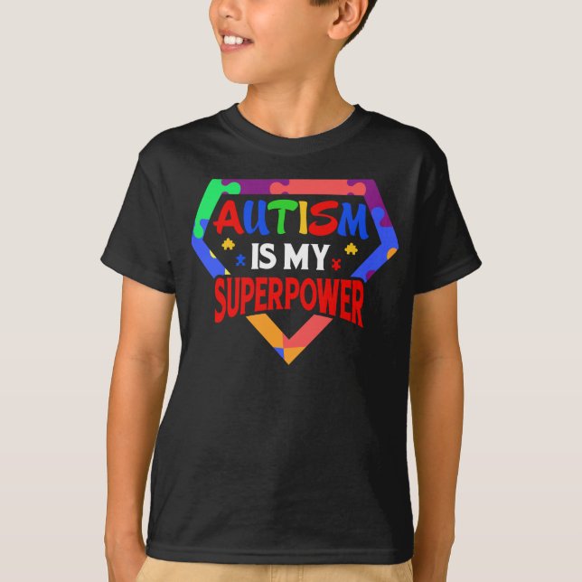 T-shirt L'autisme est ma super puissance, cadeau de Sensib (Devant)
