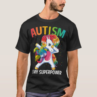 T-shirt L'autisme est ma superpuissance Dabbing Unicorne