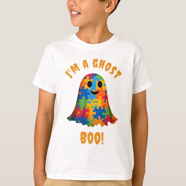 T-shirt L'autisme fantôme autre costume d'Halloween. (Devant)