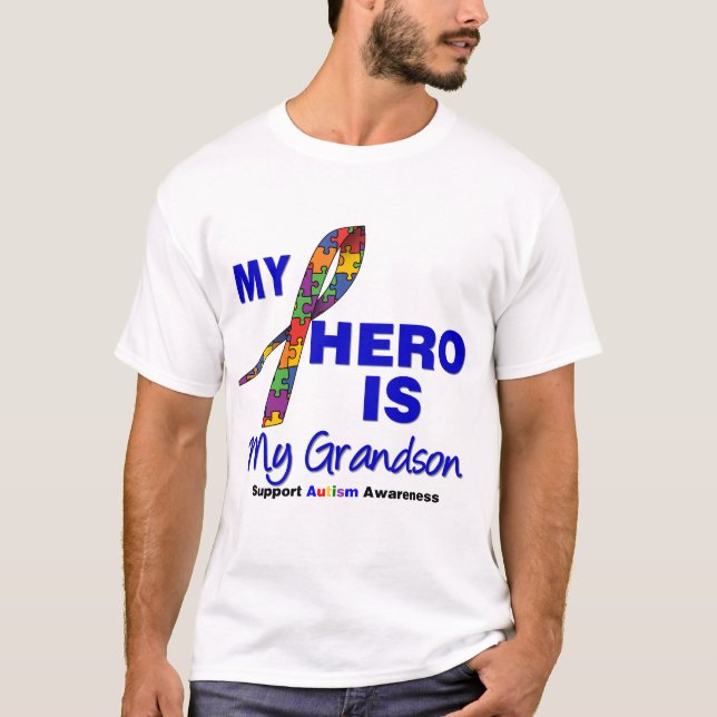 T-shirt L'autisme mon héros est mon petit-fils (Devant)