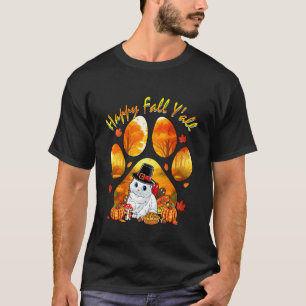 T-shirt L'automne à vous tous, chat de Thanksgiving en tan