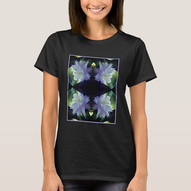 T-shirt Lavande Clematis Fleur Dans Trellis Abstrait (Devant)