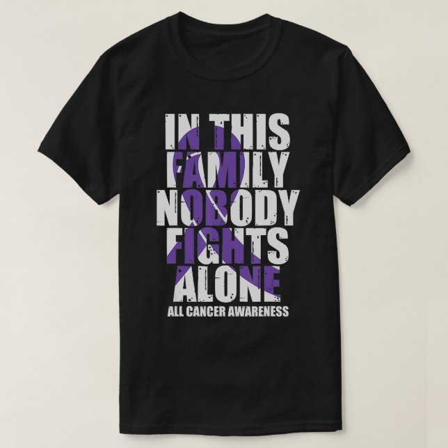 T-shirt Lavande Ruban Famille Tous le cancer (Design devant)