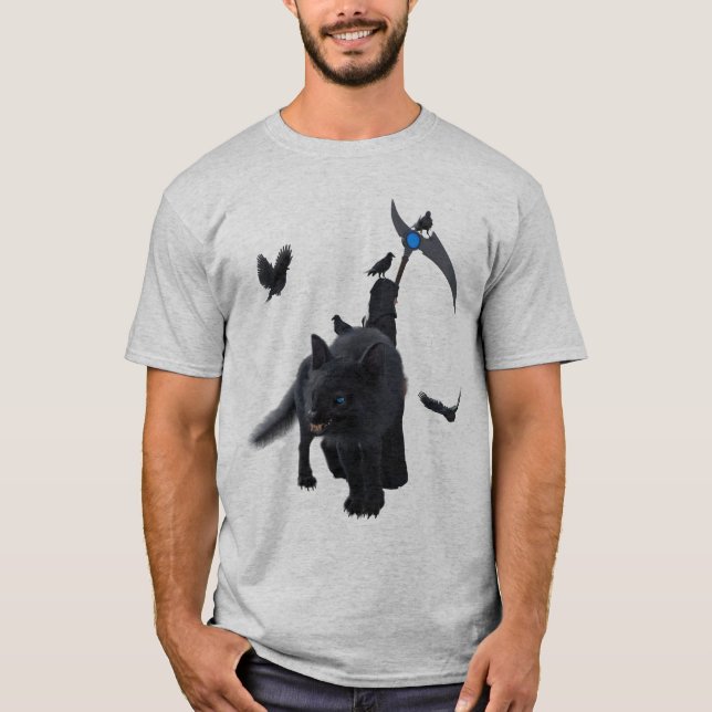 T-shirt Lave-linge foncé avec gardien et corneilles (Devant)