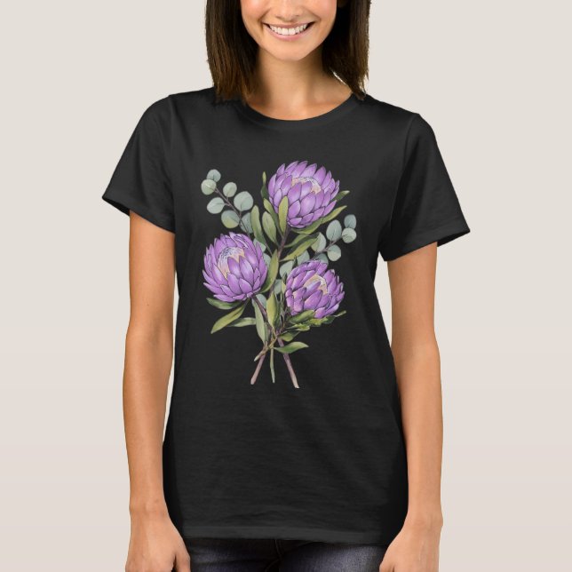 T-shirt Lavender Protea Botanical Watercolor (Devant)