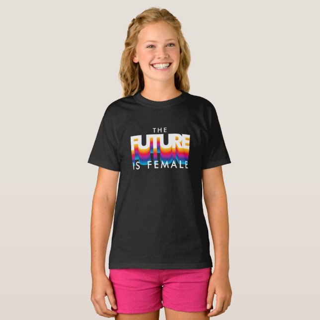 T-shirt L'avenir est féminin | Lettres rétro 80s (Devant entier)
