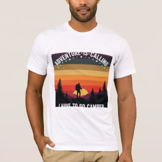 T-shirt L'aventure appelle Camping Randonnée Nature Sunset