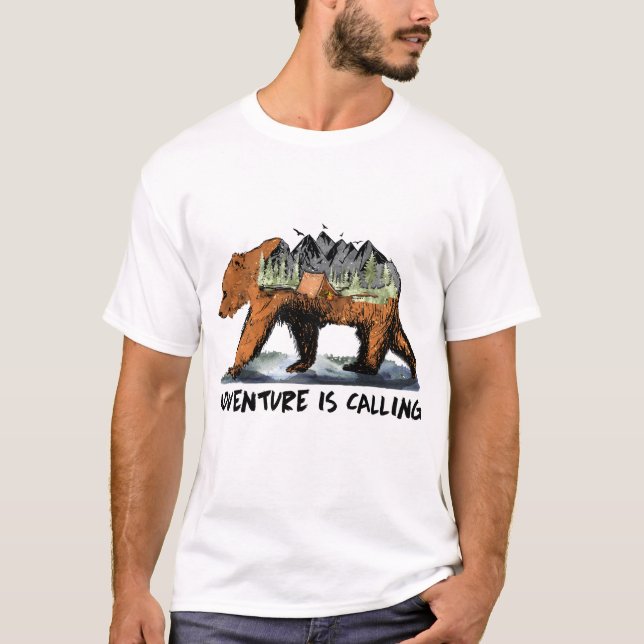 T-shirt L'Aventure Appelle L'Ours De Camping (Devant)