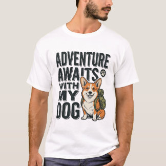 T-shirt L'aventure attend avec mon chien design de randonn