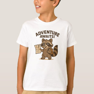 T-shirt L'aventure attend la conception de raton laveur br