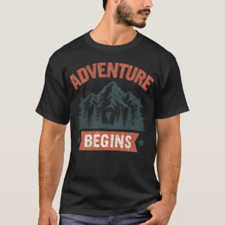 T-shirt L'aventure commence Vintage Randonnée Camping Fami