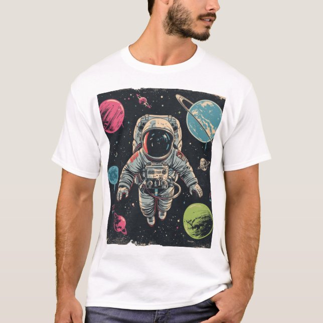 T-shirt L'aventure cosmique : l'astronaute dans l'espace c (Devant)