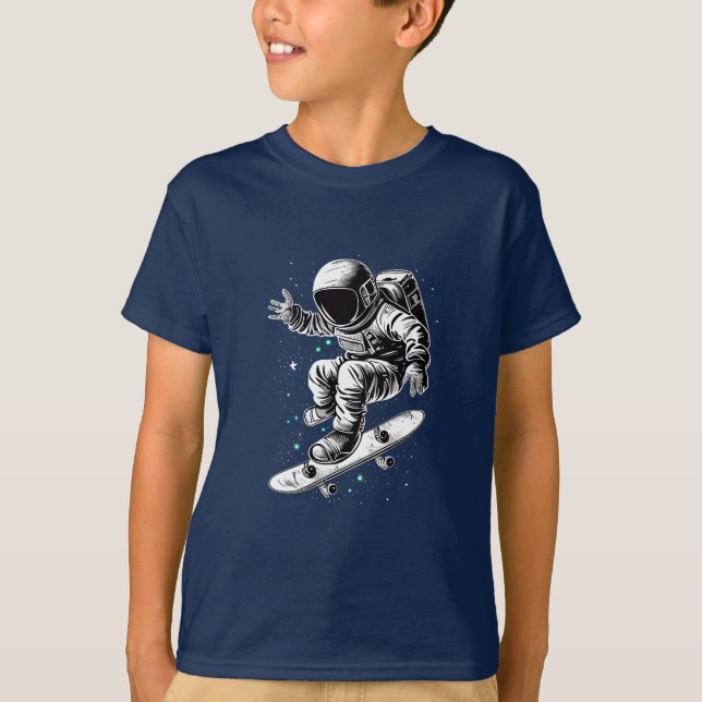 T-shirt L'aventure du skateboard cosmique de l'astronaute (Devant)