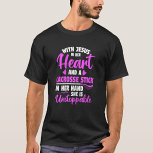 T-shirt LAX Joueur Sport Bâton de crosse dans sa main