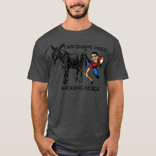 T-shirt L'Ax Shoppe Jetant des Axes et Tournant un