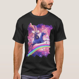 T-shirt Lazer Warrior Space Cat Riding Unicorn Avec Ice Cr